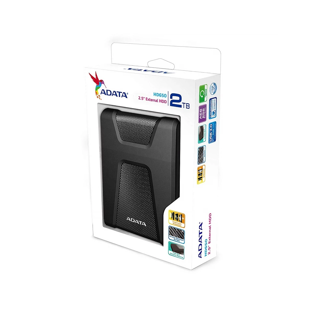 ADATA HD650 2,5 COL USB 3.1 KÜLSŐ MEREVLEMEZ 2TB FEKETE