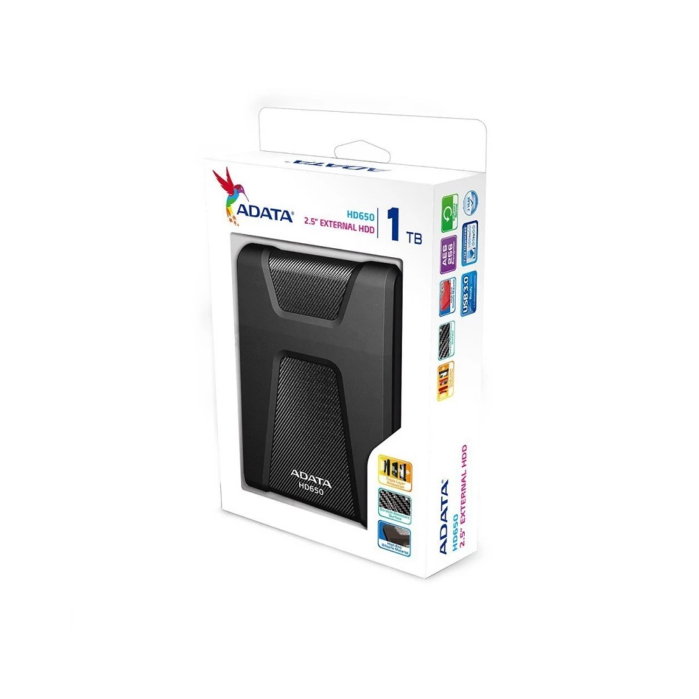 ADATA USB 3.0 HDD 2,5 HD650 1TB FEKETE