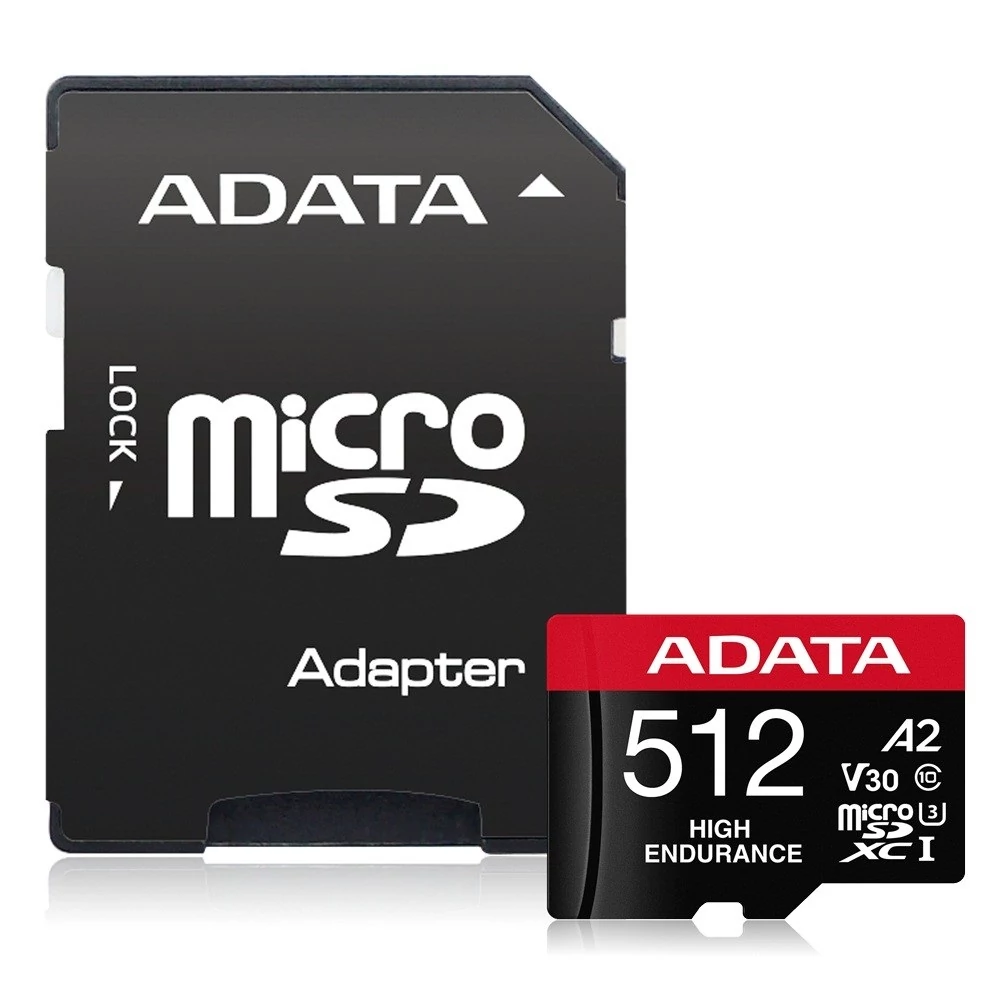 ADATA HIGH ENDURANCE MICRO SDXC 512GB + ADAPTER CLASS 10 UHS-I U3 A2 V30 100/85 MB/s