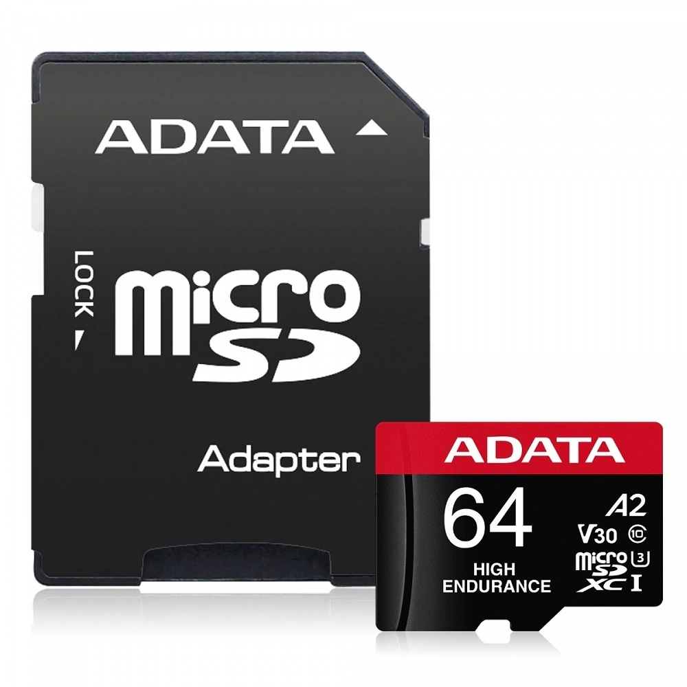 ADATA HIGH ENDURANCE MICRO SDXC 64GB + ADAPTER CLASS 10 UHS-I U3 A2 V30 100/80 MB/s