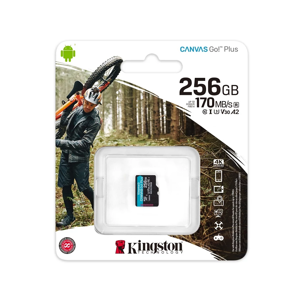KINGSTON CANVAS GO PLUS MICRO SDXC 256GB CLASS 10 UHS-I U3 A2 V30 170/90 MB/s