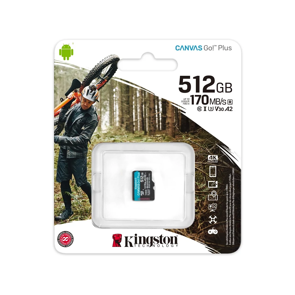 KINGSTON CANVAS GO PLUS MICRO SDXC 512GB CLASS 10 UHS-I U3 A2 V30 170/90 MB/s