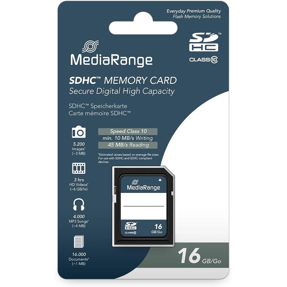 MEDIARANGE SDHC 16GB CLASS 10 MR963