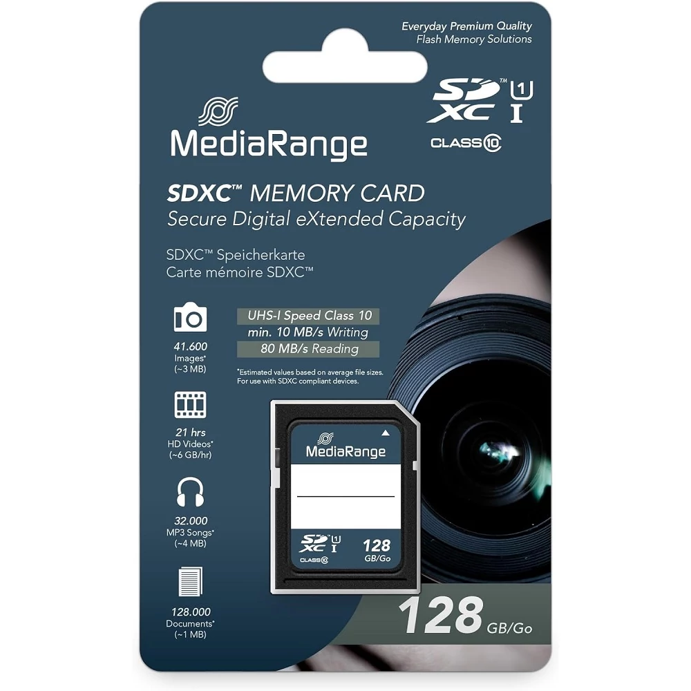 MEDIARANGE SDXC 128GB CLASS 10 UHS-I U1 MR969