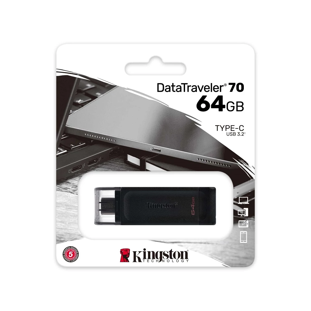 KINGSTON DATATRAVELER 70 USB-C 3.2 GEN 1 PENDRIVE 64GB