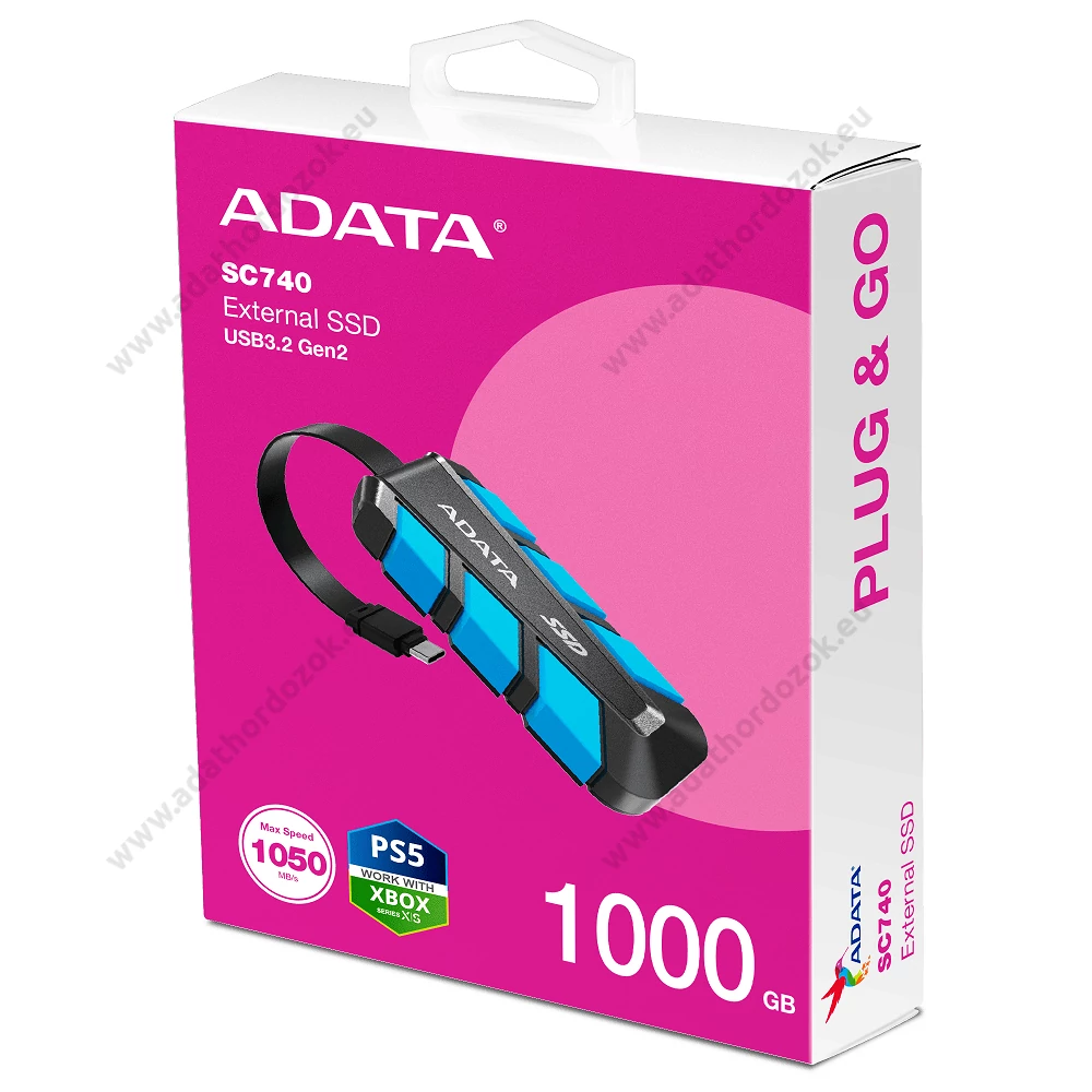 ADATA SC740 USB-C 3.2 GEN 2 KÜLSŐ SSD MEGHAJTÓ 1000GB KÉK