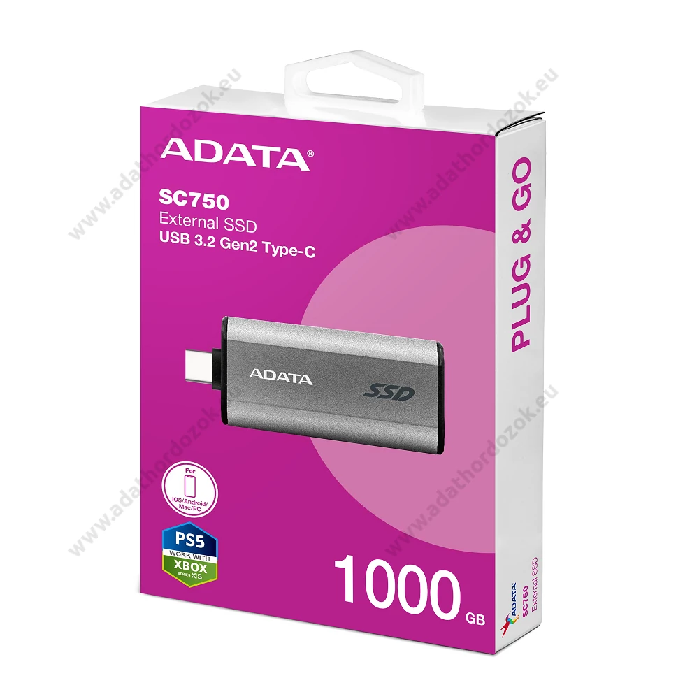 ADATA SC750 USB-C 3.2 GEN 2 KÜLSŐ SSD MEGHAJTÓ 1000GB SZÜRKE