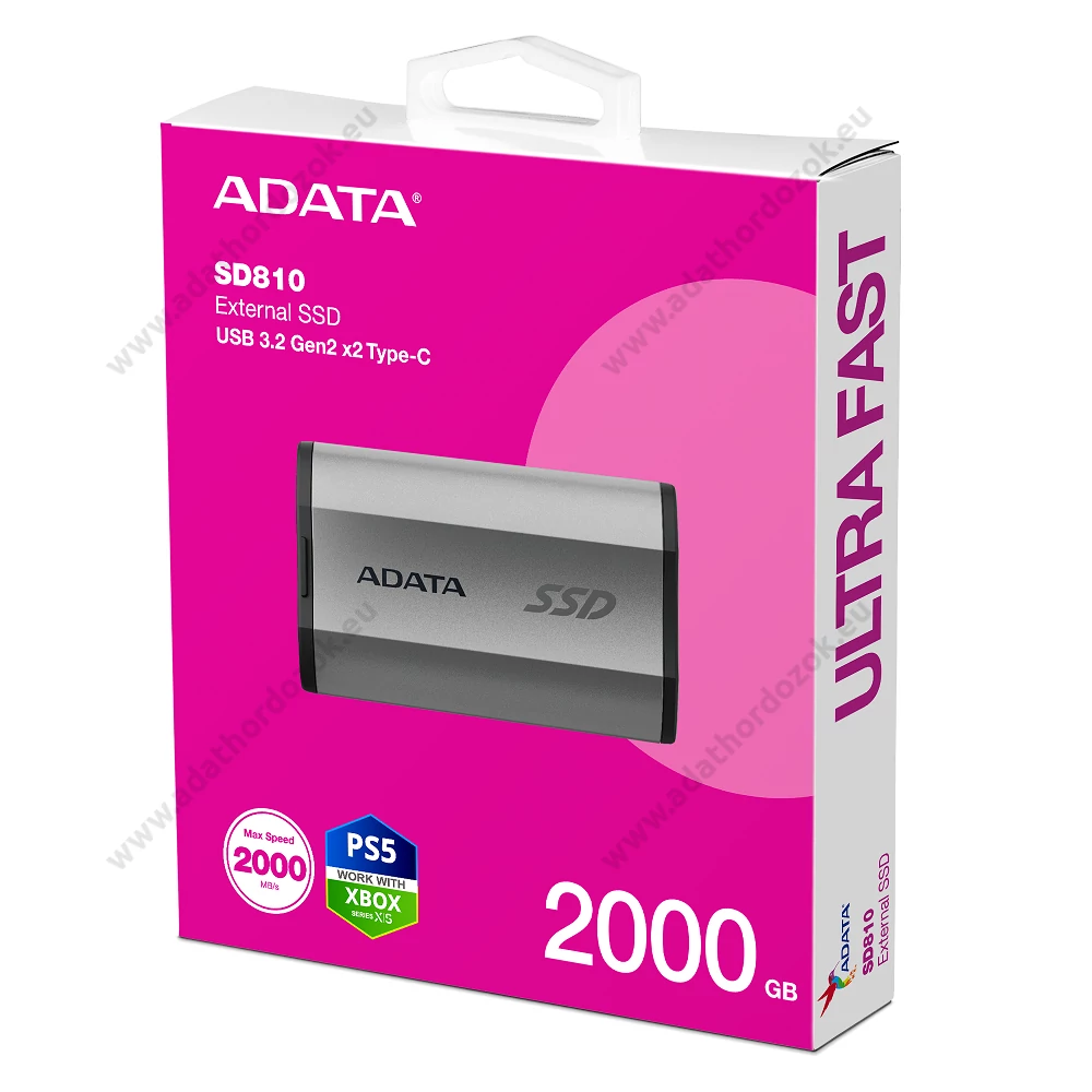 ADATA SD810 USB-C 3.2 GEN 2x2 KÜLSŐ SSD MEGHAJTÓ 2000GB EZÜST