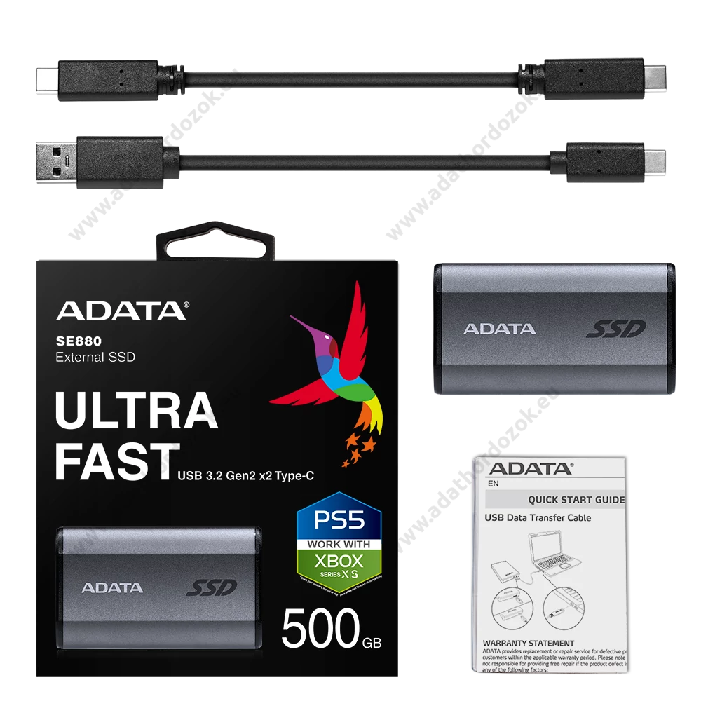 ADATA ELITE SE880 USB-C 3.2 GEN 2x2 KÜLSŐ SSD MEGHAJTÓ 500GB SZÜRKE