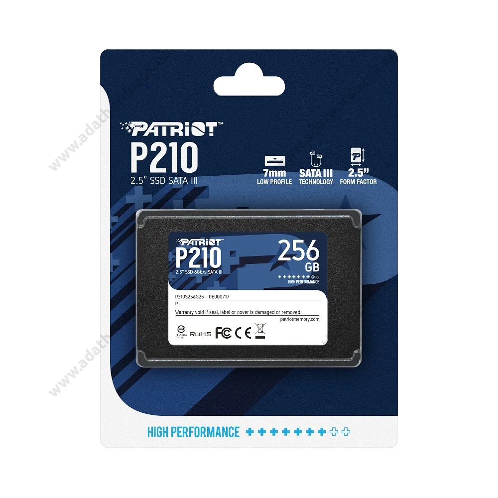 PATRIOT P210 2,5 COL MÉRETŰ SATA III 500/400 MB/s 7mm SSD MEGHAJTÓ 256GB