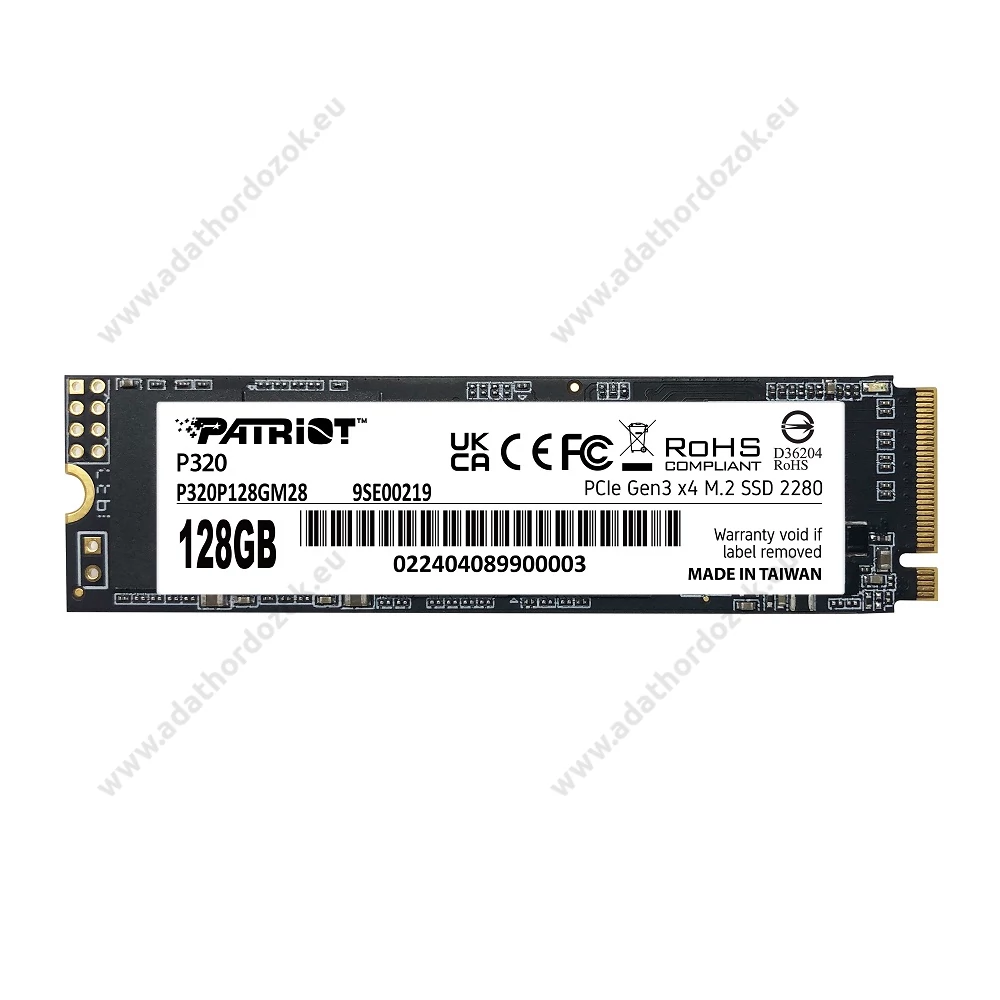 PATRIOT P320 M.2 2280 PCIe NVMe SSD MEGHAJTÓ 1600/1000 MB/s 128GB