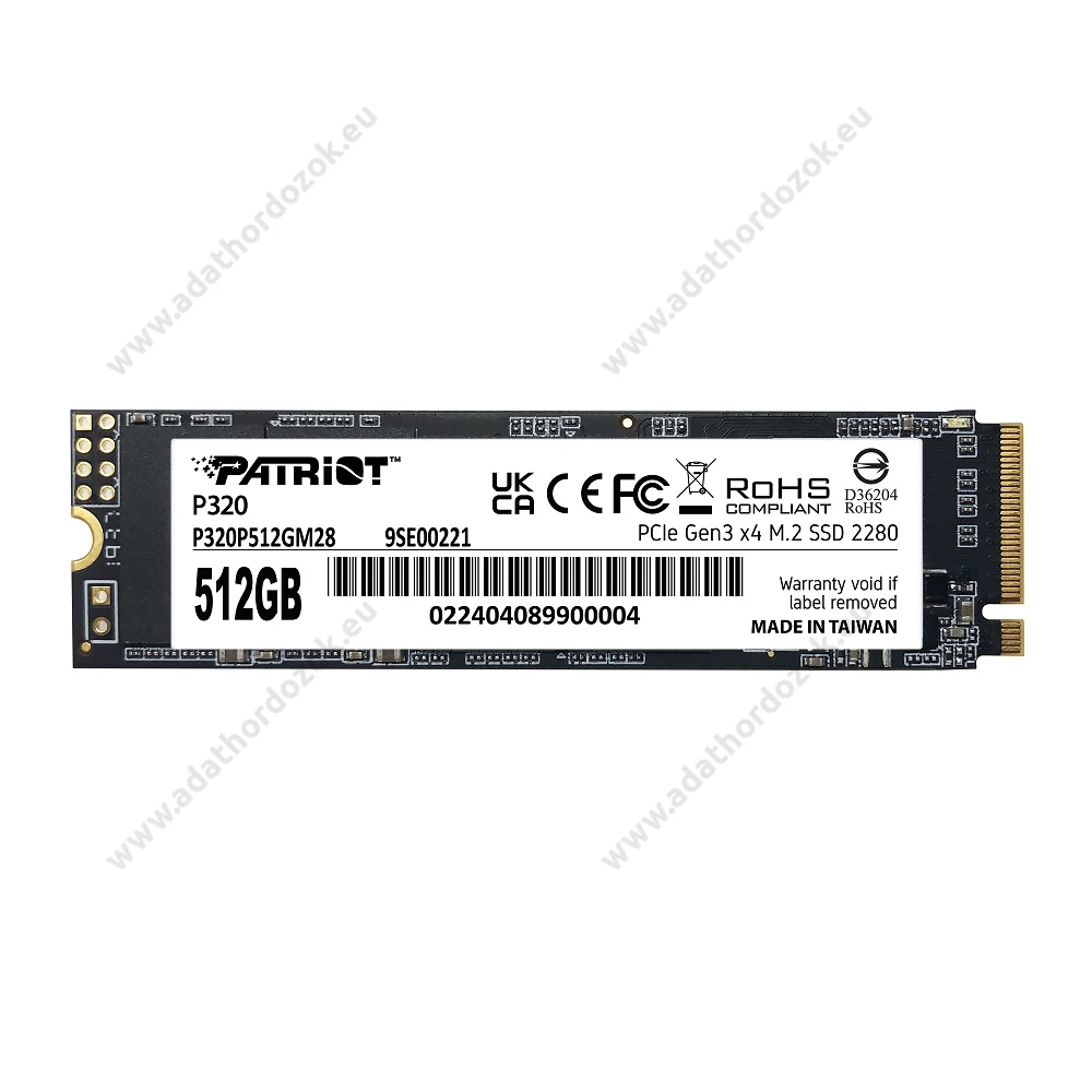 PATRIOT P320 M.2 2280 PCIe NVMe SSD MEGHAJTÓ 3000/2200 MB/s 512GB