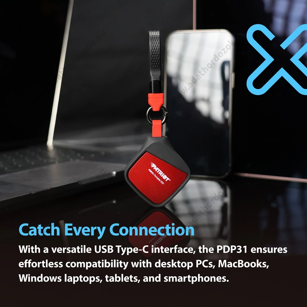 PATRIOT PDP31 USB 3.2 GEN 2 10Gbps TYPE-C KÜLSŐ SSD MEGHAJTÓ 1TB PIROS
