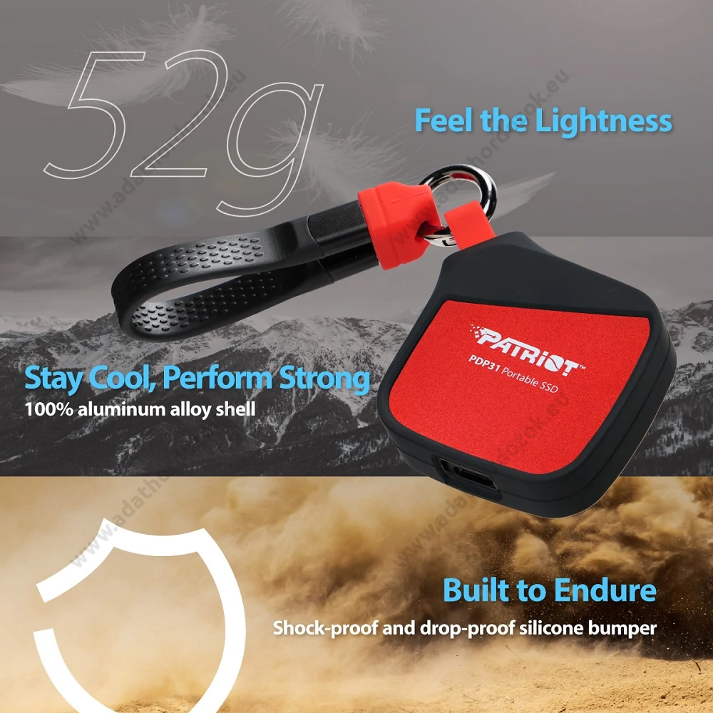 PATRIOT PDP31 USB 3.2 GEN 2 10Gbps TYPE-C KÜLSŐ SSD MEGHAJTÓ 2TB PIROS