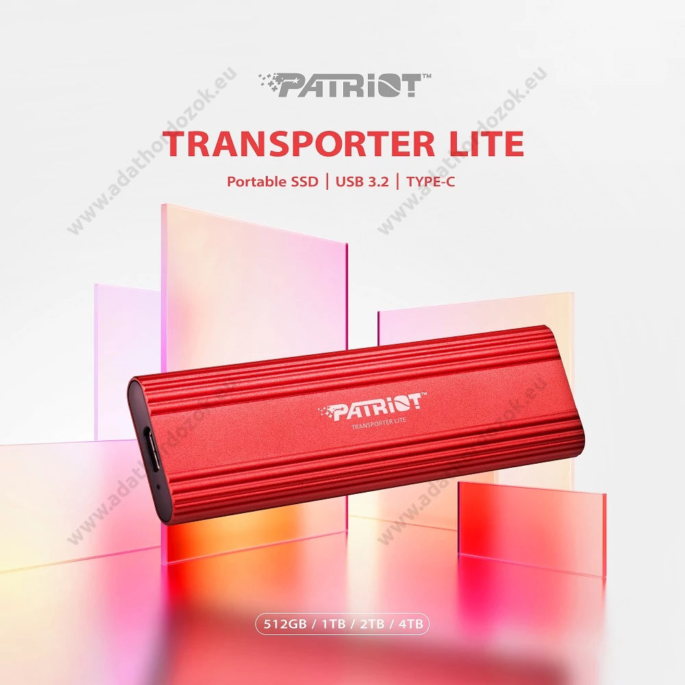 PATRIOT TRANSPORTER LITE USB-C 3.2 GEN 2 KÜLSŐ SSD MEGHAJTÓ 2TB PIROS