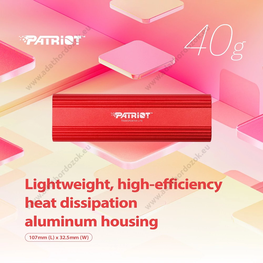 PATRIOT TRANSPORTER LITE USB-C 3.2 GEN 2 KÜLSŐ SSD MEGHAJTÓ 2TB PIROS