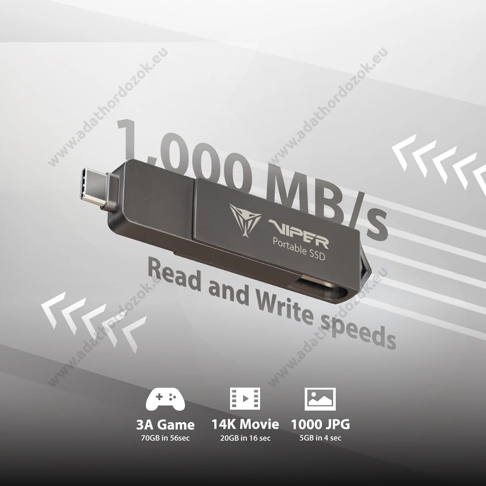 PATRIOT VIPER PVP30 USB 3.2 GEN 2 TYPE-A/TYPE-C KÜLSŐ SSD MEGHAJTÓ 1TB