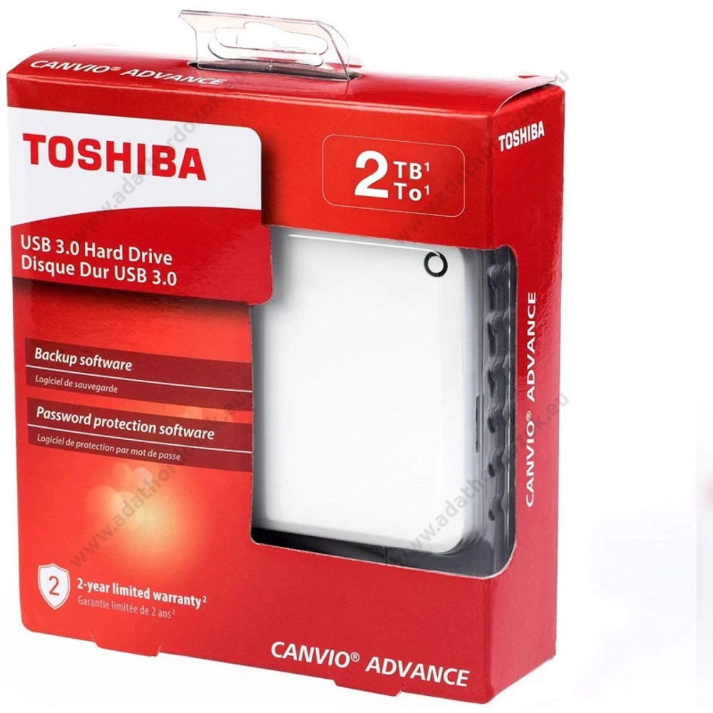 TOSHIBA CANVIO ADVANCE 2,5 COL USB 3.0 KÜLSŐ MEREVLEMEZ 2TB FEHÉR