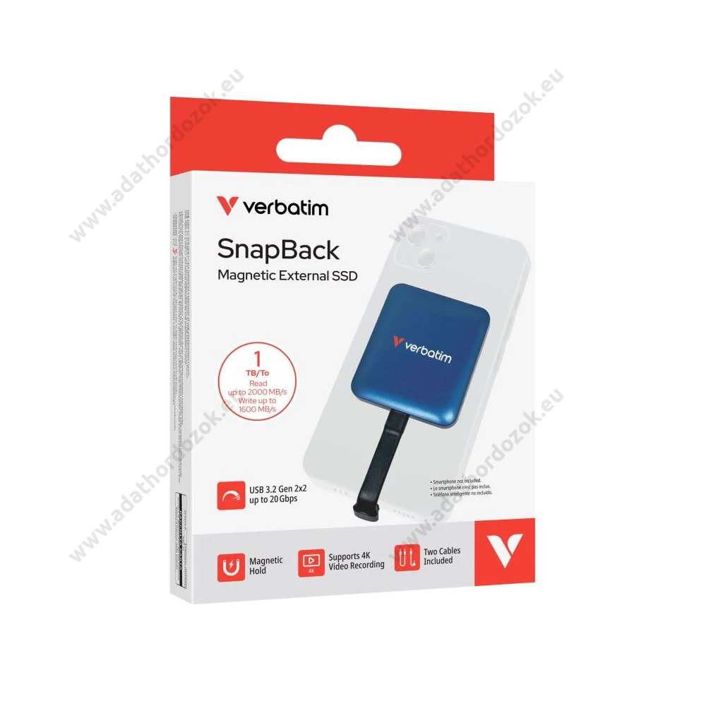 VERBATIM SNAPBACK USB-C 3.2 GEN 2x2 (20Gbps) KÜLSŐ SSD MEGHAJTÓ 1TB METÁLKÉK