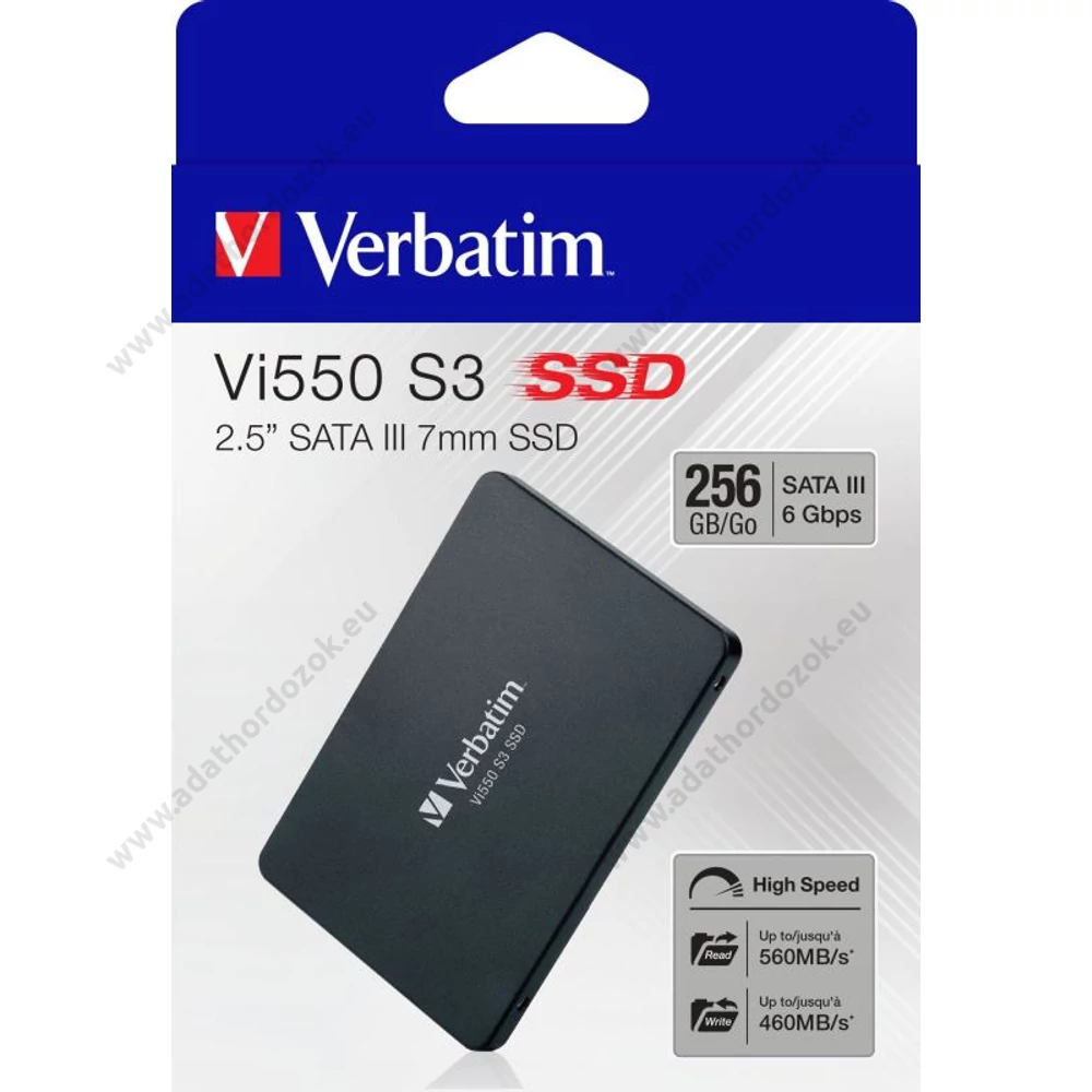 VERBATIM Vi550 S3 2,5 COL MÉRETÚ SATA III 560/460 MB/s 7mm SSD MEGHAJTÓ 256GB