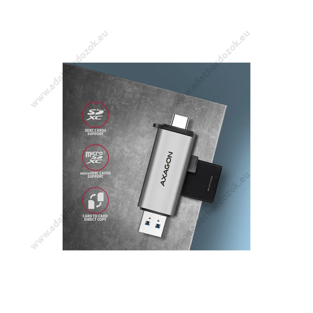 AXAGON CRE-SAC USB 3.2 GEN 1 TYPE-C/TYPE-A MICRO SD/MICRO SDHC/MICRO SDXC SD/SDHC/SDXC MEMÓRIAKÁRTYA OLVASÓ EZÜST