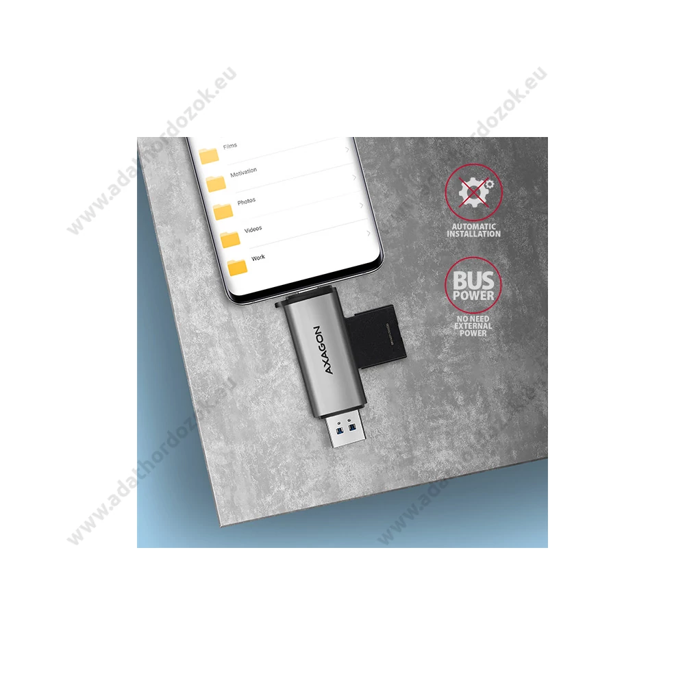 AXAGON CRE-SAC USB 3.2 GEN 1 TYPE-C/TYPE-A MICRO SD/MICRO SDHC/MICRO SDXC SD/SDHC/SDXC MEMÓRIAKÁRTYA OLVASÓ EZÜST