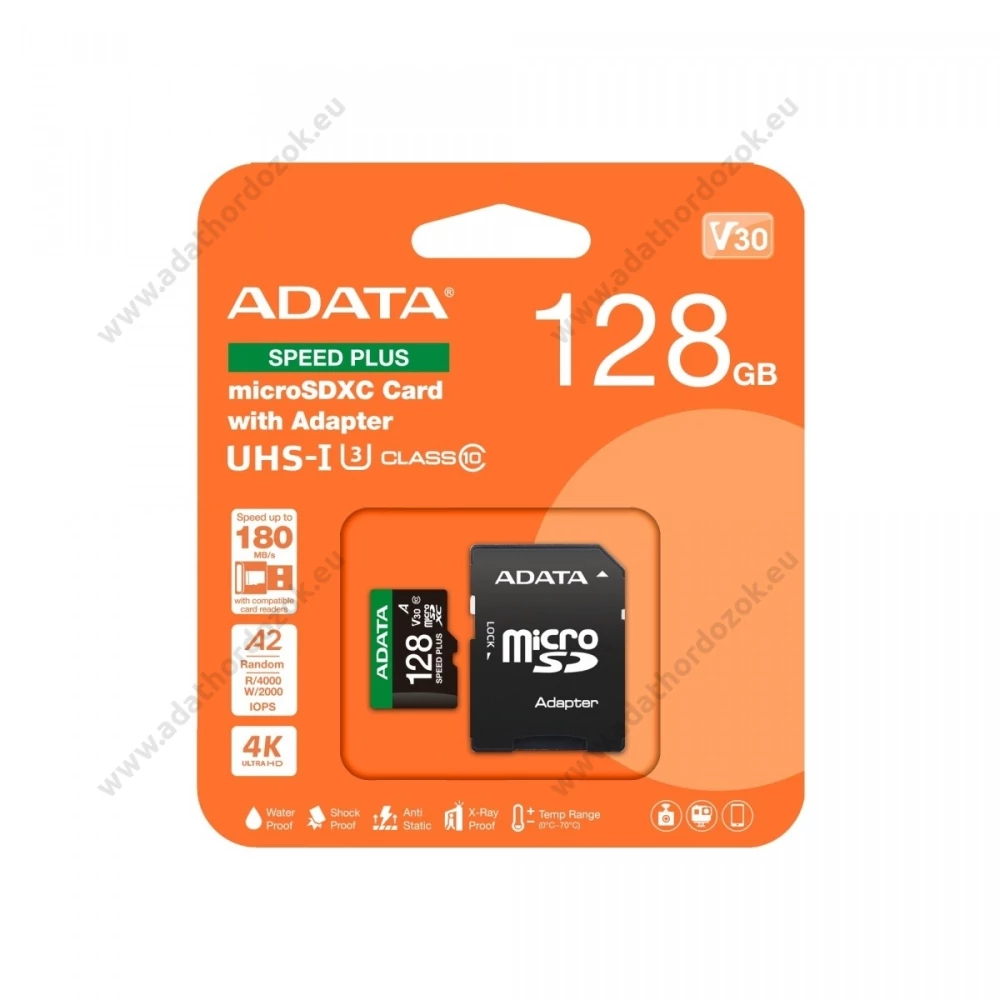 ADATA SPEED PLUS MICRO SDXC 128GB + ADAPTER CLASS 10 UHS-I U3 V30 180/160 MB/s