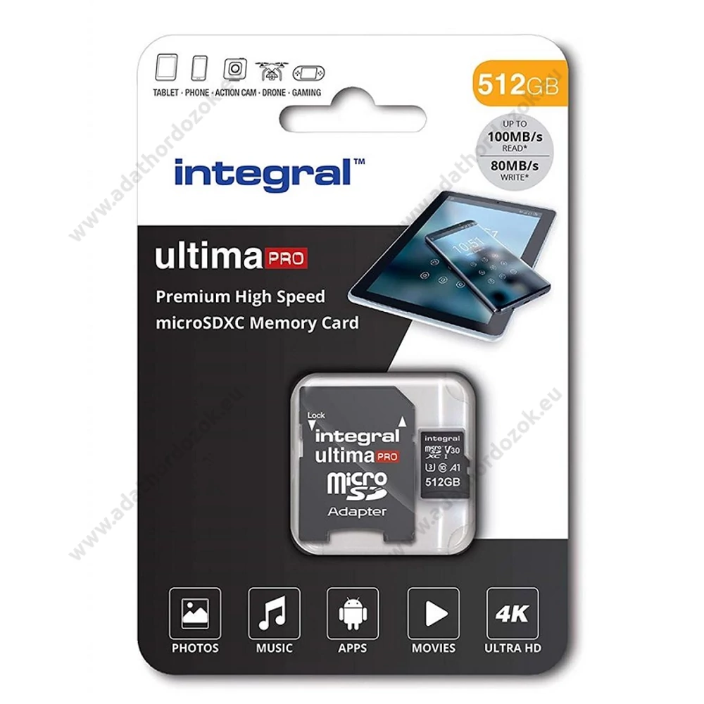 INTEGRAL ULTIMA PRO MICRO SDXC 512GB + ADAPTER CLASS 10 UHS-I U3 A1 V30 100/80 MB/s