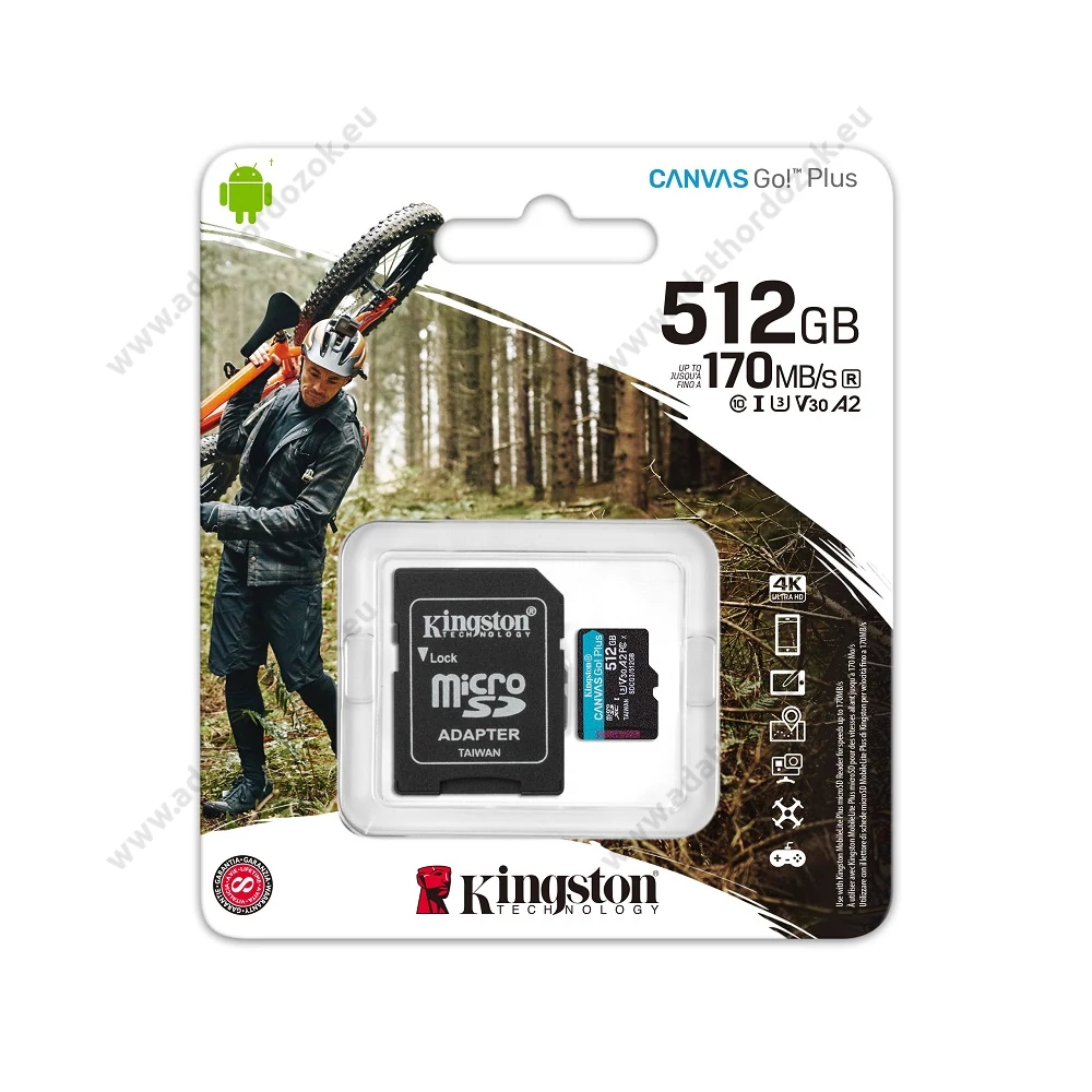 KINGSTON CANVAS GO PLUS MICRO SDXC 512GB + ADAPTER CLASS 10 UHS-I U3 A2 V30 170/90 MB/s