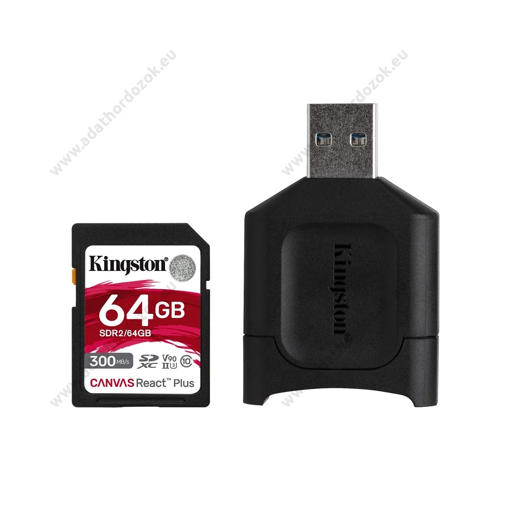 KINGSTON CANVAS REACT PLUS KIT SDXC 64GB CLASS 10 UHS-II U3 V90 300/260 MB/s