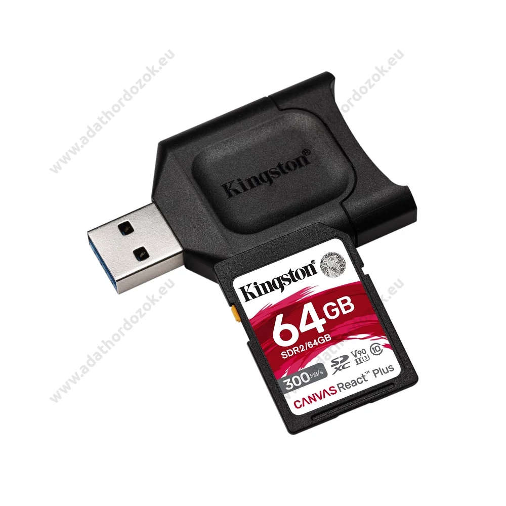 KINGSTON CANVAS REACT PLUS KIT SDXC 64GB CLASS 10 UHS-II U3 V90 300/260 MB/s