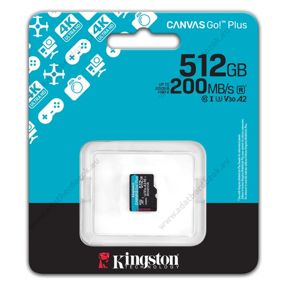 KINGSTON CANVAS GO PLUS MICRO SDXC 512GB CLASS 10 UHS-I U3 A2 V30 200/160 MB/s