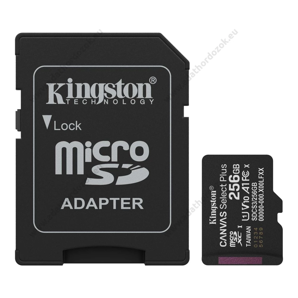 KINGSTON CANVAS SELECT PLUS MICRO SDXC 256GB + ADAPTER CLASS 10 UHS-I U1 A1 V10 (150 MB/s OLVASÁSI SEBESSÉG)