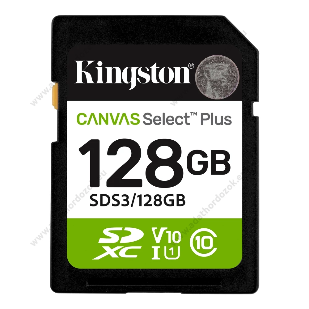 KINGSTON CANVAS SELECT PLUS SDXC 128GB CLASS 10 UHS-I U1 A1 V10 (150 MB/s OLVASÁSI SEBESSÉG)