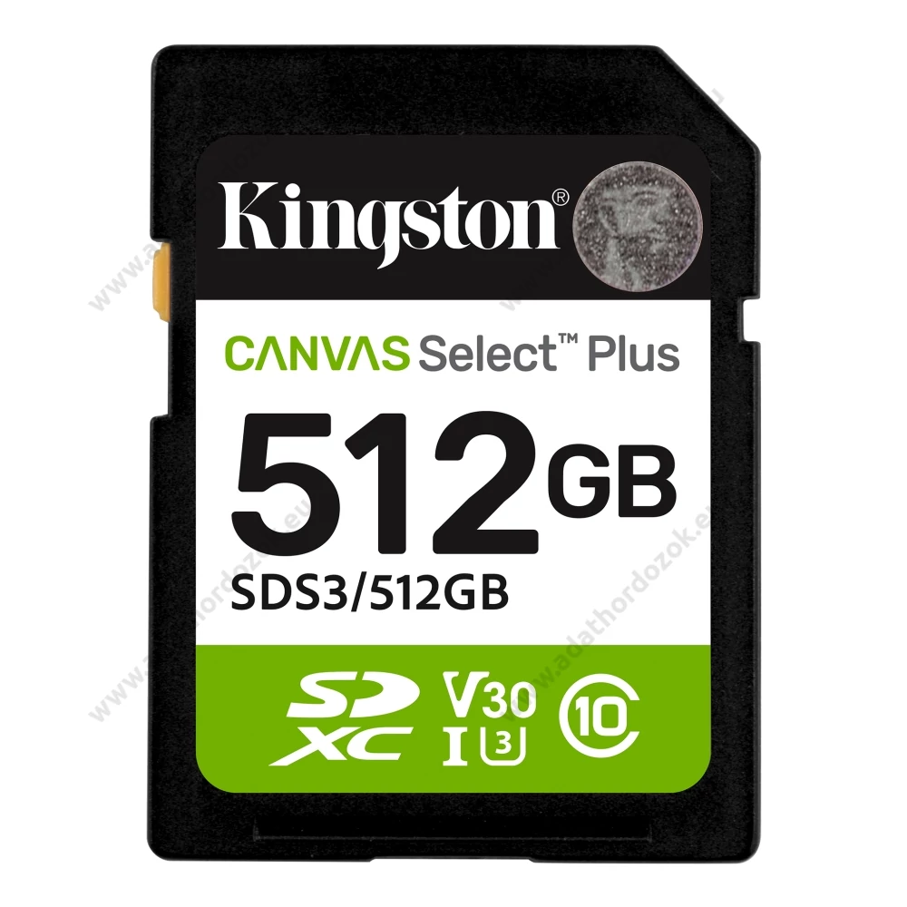 KINGSTON CANVAS SELECT PLUS SDXC 512GB CLASS 10 UHS-I U3 A1 V30 150/85 MB/s