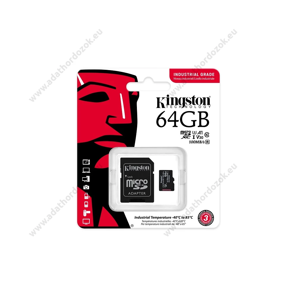 KINGSTON INDUSTRIAL GRADE MICRO SDXC 64GB + ADAPTER CLASS 10 UHS-I U3 A1 V30 100/80 MB/s
