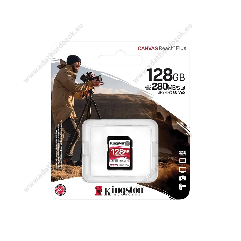 KINGSTON CANVAS REACT PLUS SDXC 128GB CLASS 10 UHS-II U3 V60 280/100 MB/s