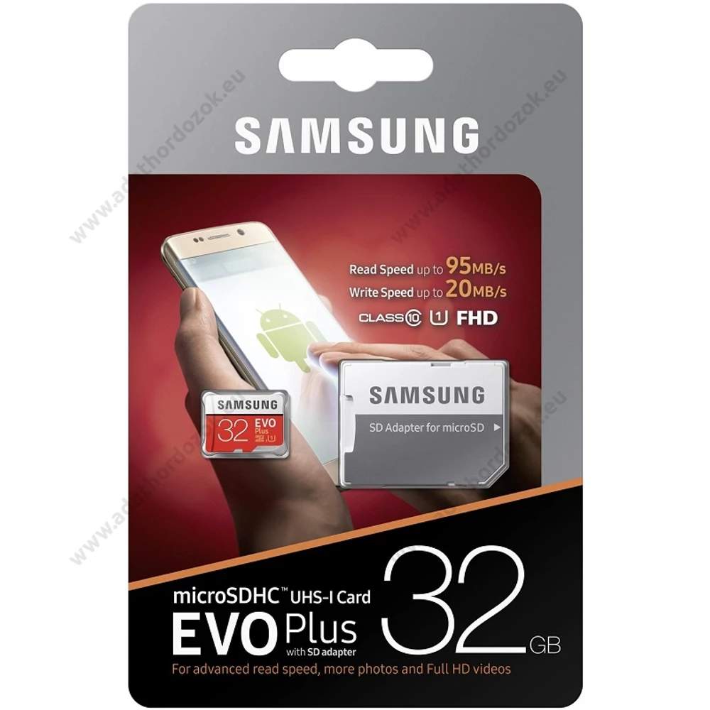 SAMSUNG MICRO SDHC 32GB + ADAPTER CLASS 10 UHS-I EVO+ 95 MB/s OLVASÁSI SEBESSÉG