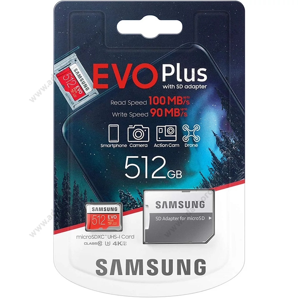 SAMSUNG EVO PLUS (2020) MICRO SDXC 512GB + ADAPTER CLASS 10 UHS-I U3 100/90 MB/s