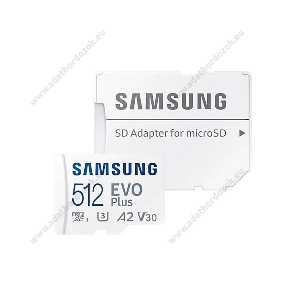 SAMSUNG EVO PLUS (2021) MICRO SDXC 512GB + ADAPTER CLASS 10 UHS-I U3 A2 V30 (130 MB/s ADATÁTVITELI SEBESSÉG)