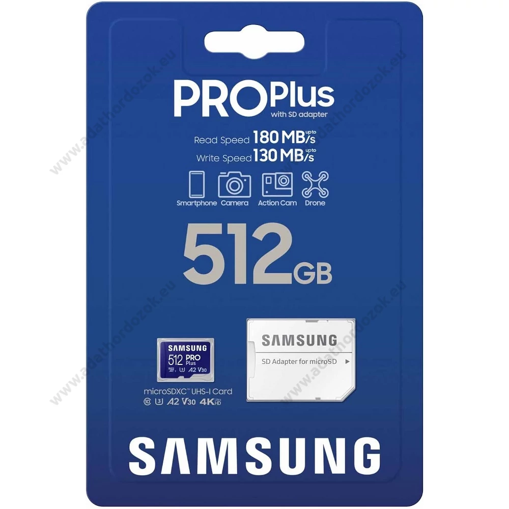SAMSUNG PRO PLUS (2023) MICRO SDXC 512GB + ADAPTER CLASS 10 UHS-I U3 A2 V30 180/130 MB/s