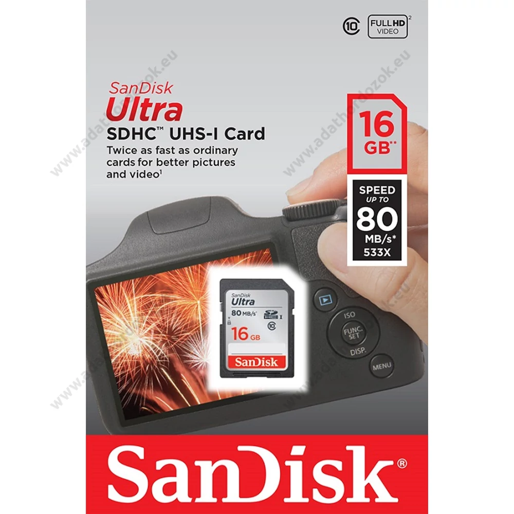 SANDISK ULTRA SDHC 16GB CLASS 10 UHS-I (80 MB/s OLVASÁSI SEBESSÉG)