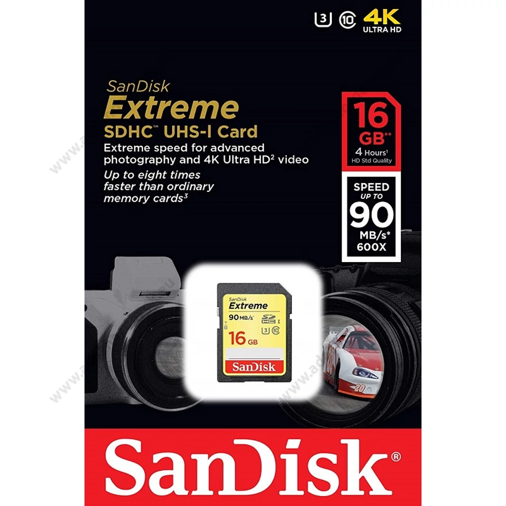 SANDISK EXTREME SDHC 16GB CLASS 10 UHS-I U3 V30 90/40 MB/s