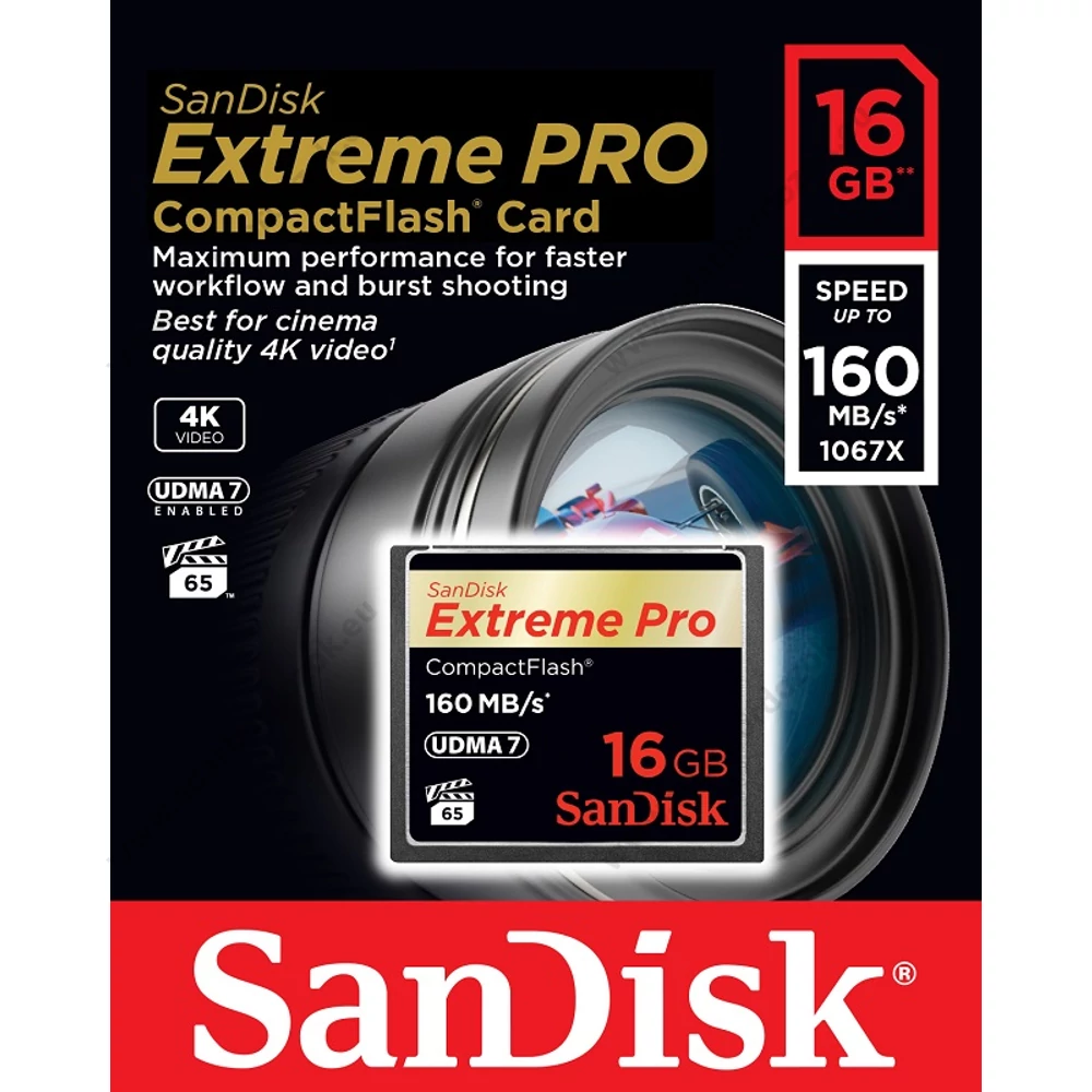 SANDISK COMPACT FLASH EXTREME PRO UDMA7 MEMÓRIAKÁRTYA 160/150 MB/s 16GB