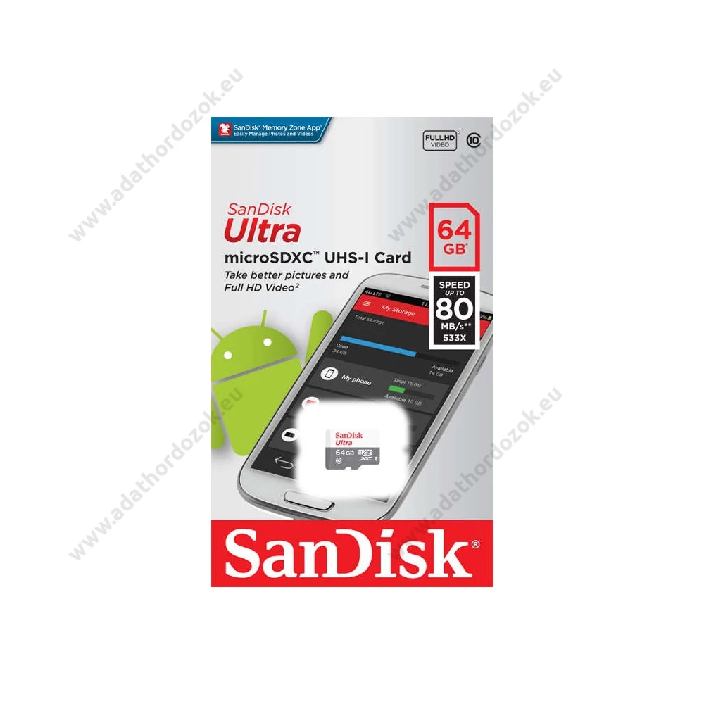 SANDISK ULTRA MICRO SDXC 64GB CLASS 10 UHS-I ANDROID 80 MB/s