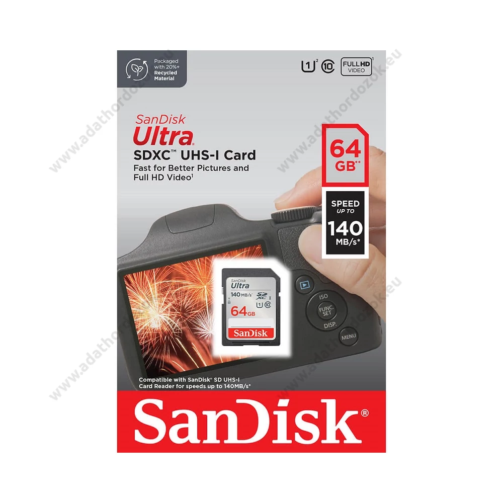 SANDISK ULTRA SDXC 64GB CLASS 10 UHS-I U1 (140 MB/s OLVASÁSI SEBESSÉG)