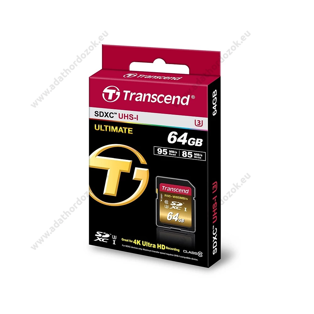 TRANSCEND ULTIMATE SDXC 64GB CLASS 10 UHS-I U3 (95 MB/s OLVASÁSI - 85 MB/s ÍRÁSI SEBESSÉG)