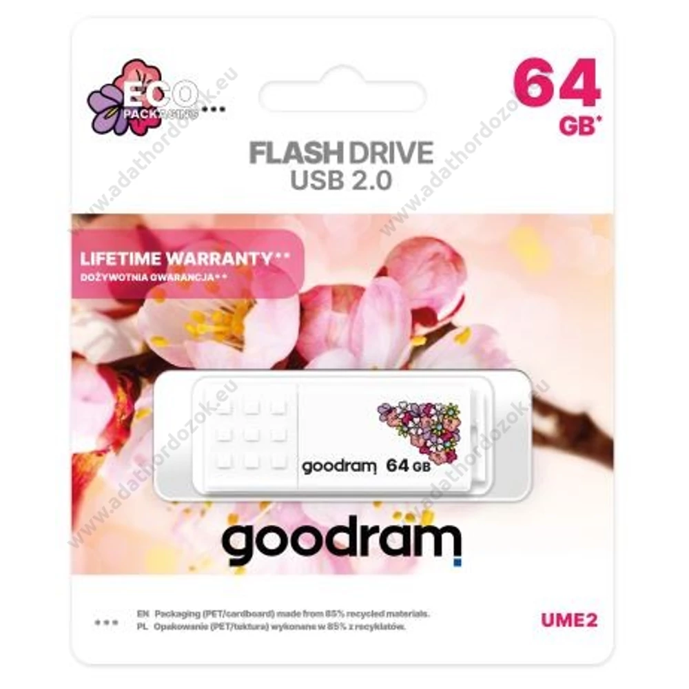 GOODRAM UME2 USB 2.0 PENDRIVE 64GB SPRING FEHÉR