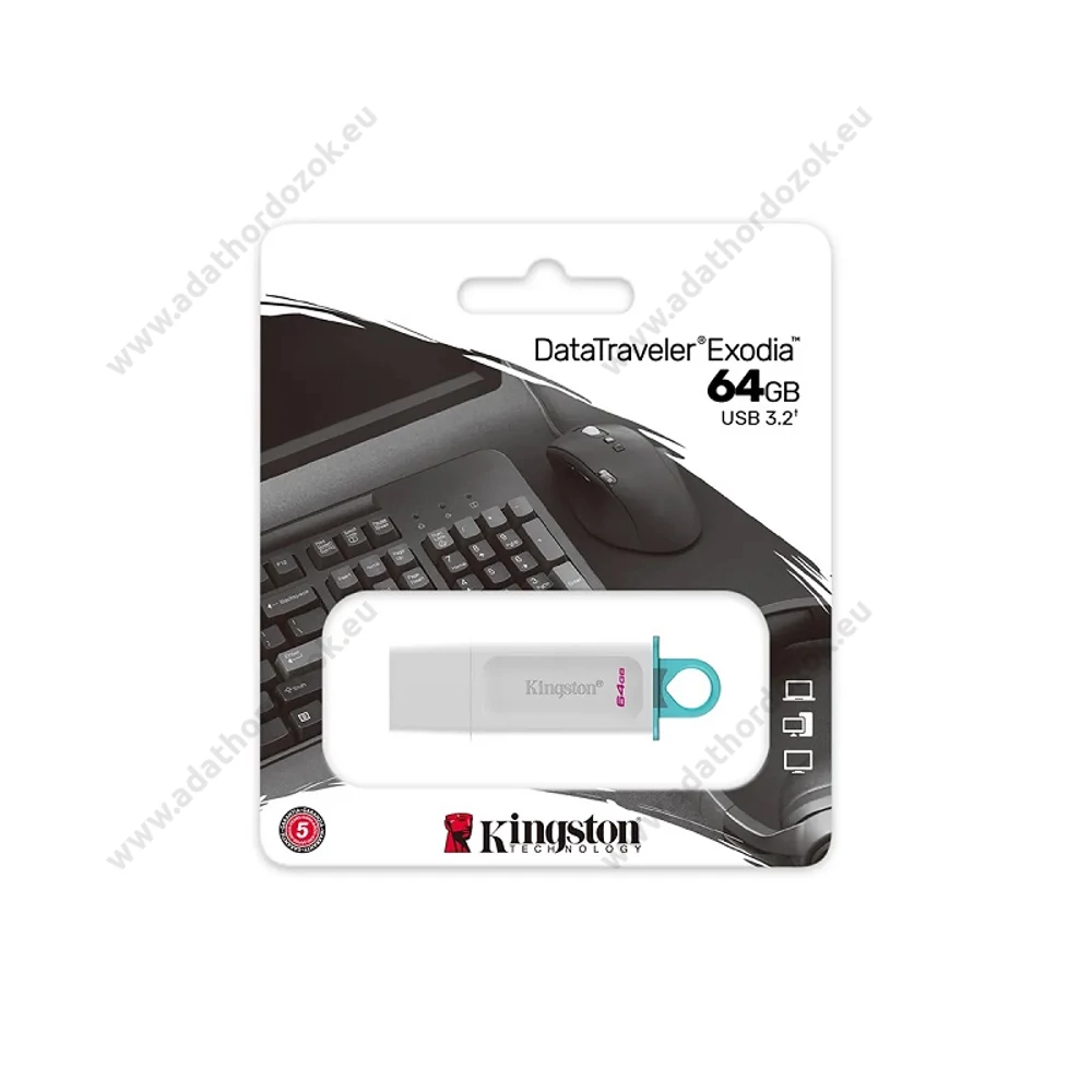 KINGSTON DATATRAVELER EXODIA USB 3.2 GEN 1 PENDRIVE 64GB FEHÉR