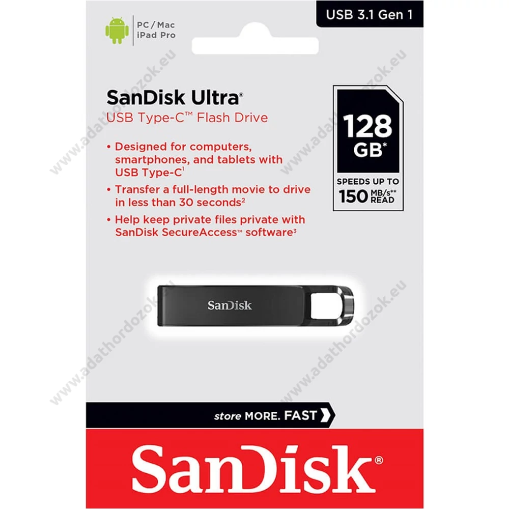 SANDISK ULTRA USB-C 3.1 GEN 1 PENDRIVE 128GB (150 MB/s)